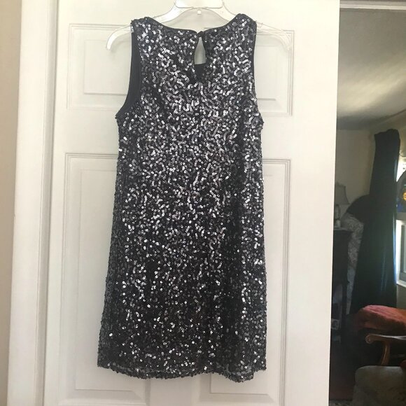 PINK COLLECTION: PEWTER GRAY SEQUIN COCTAIL DRESS SIZE S - Picture 4 of 4